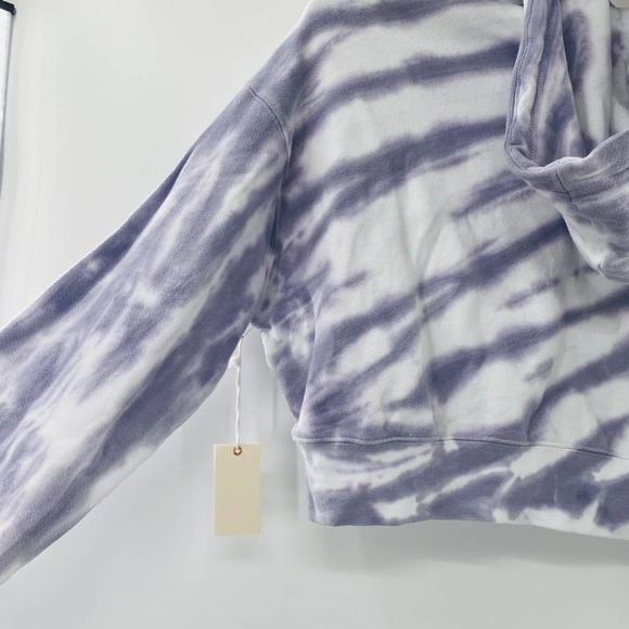Good American Cropped & Cool Tie Dye Hoodie Lilac White Size 5 XXL NWT Cozy - Picture 10 of 11
